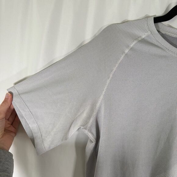 Nike Pro Dri Fit Shirt Men's Large Grey Short Sleeve Swoosh Print Crew Neck - Picture 4 of 9